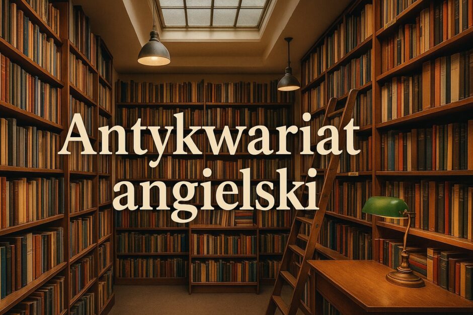 Antykwariat angielski – wnętrze księgarni z książkami po angielsku, półki pełne literatury w oryginale